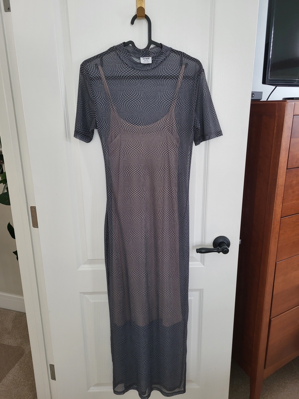Cotton On Black and Gray Sheer Mesh Dress